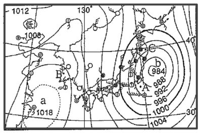 日本付近の天気図問題図