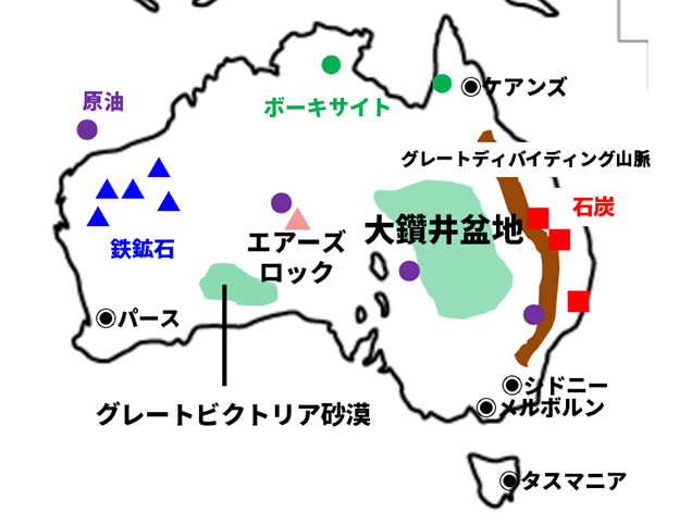 オーストラリアの地下資源分布図